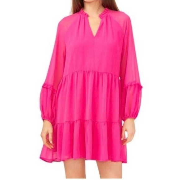 NWT VINCE CAMUTO Pink Three Tier Mini DRESS ARRESTING ORCHID - Picture 1 of 5